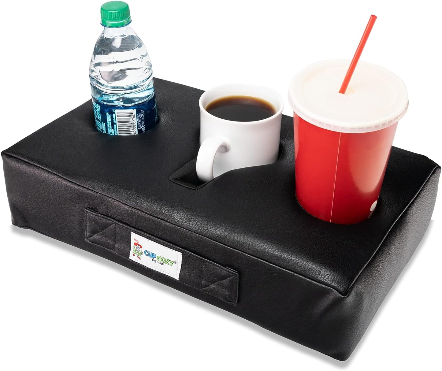 Cup Cozy Pillow 3 Hole Black Faux Leather