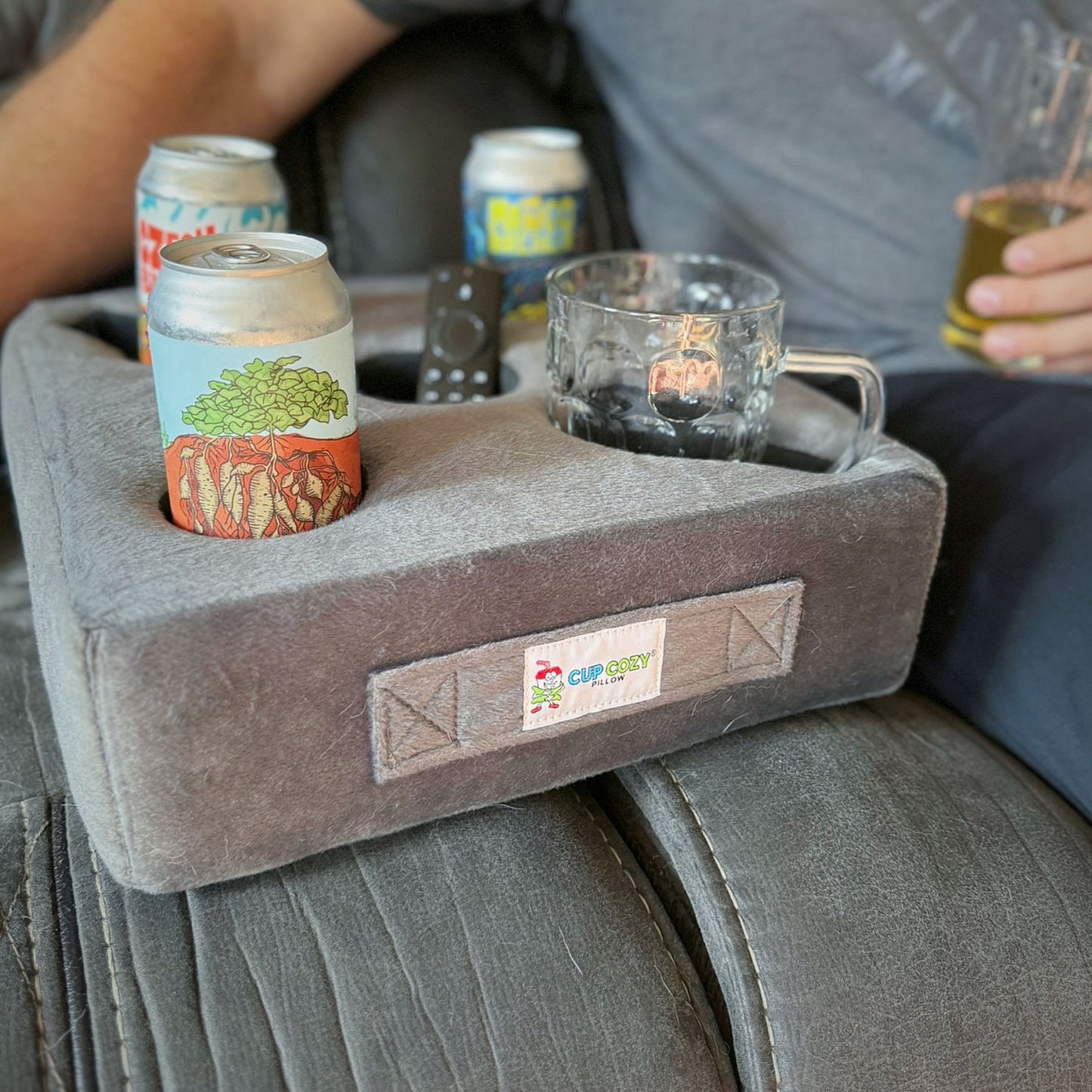 Cup Cozy Pillow 5 Hole Gray